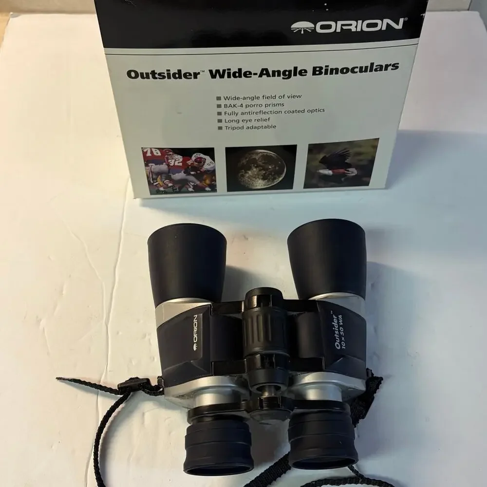 Vintage 1998 Orion Outsider 10x50 Wide‑Angle Binoculars Black Silver Complete
